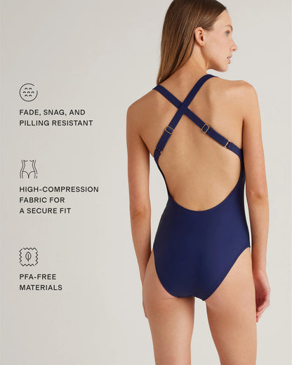 Italian Cross-Back One-Piece Swimsuit - XS / Black