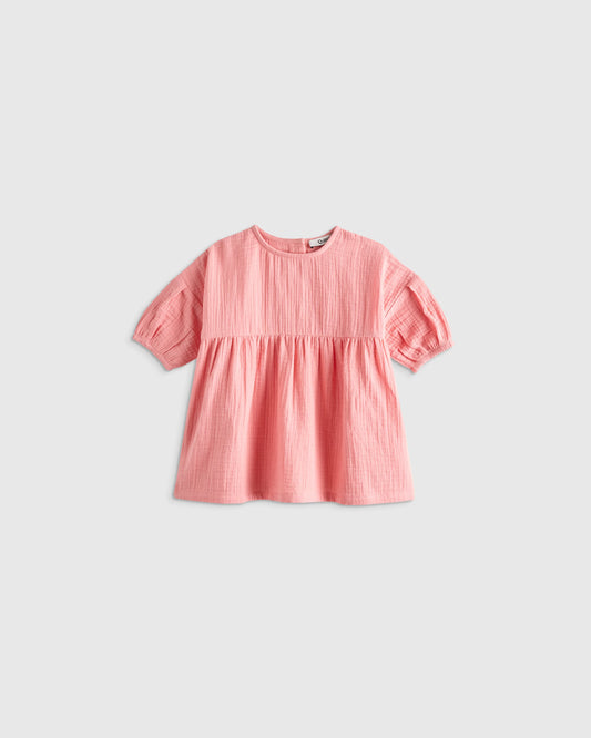 100% Organic Cotton Gauze Dress - 12-18M / Coral Blush