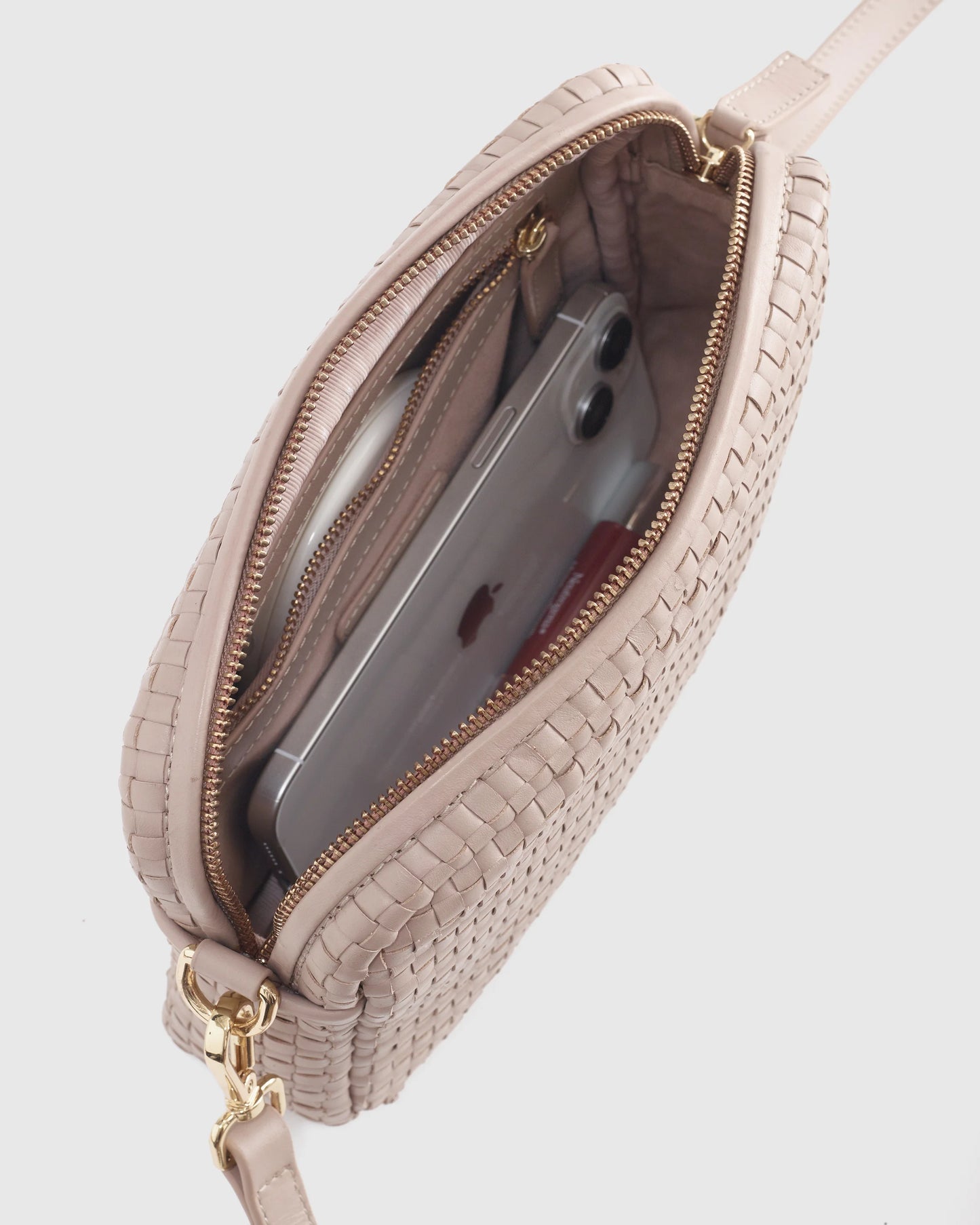 Italian Leather Handwoven Crossbody - One Size / Cognac