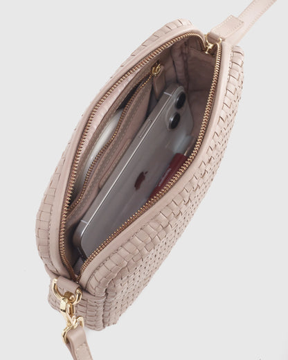 Italian Leather Handwoven Crossbody - One Size / Cognac