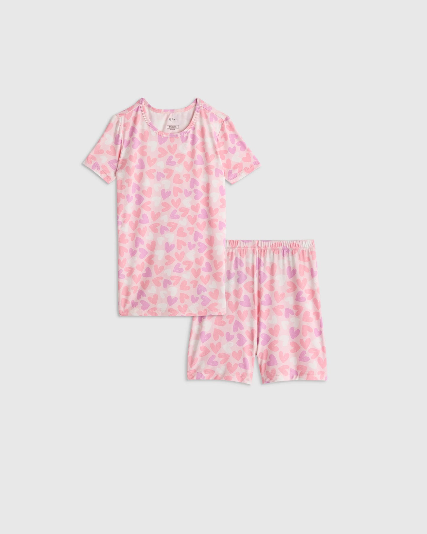 Bamboo Short Sleeve and Shorts Pajama Set - 6 / Lavender Hearts