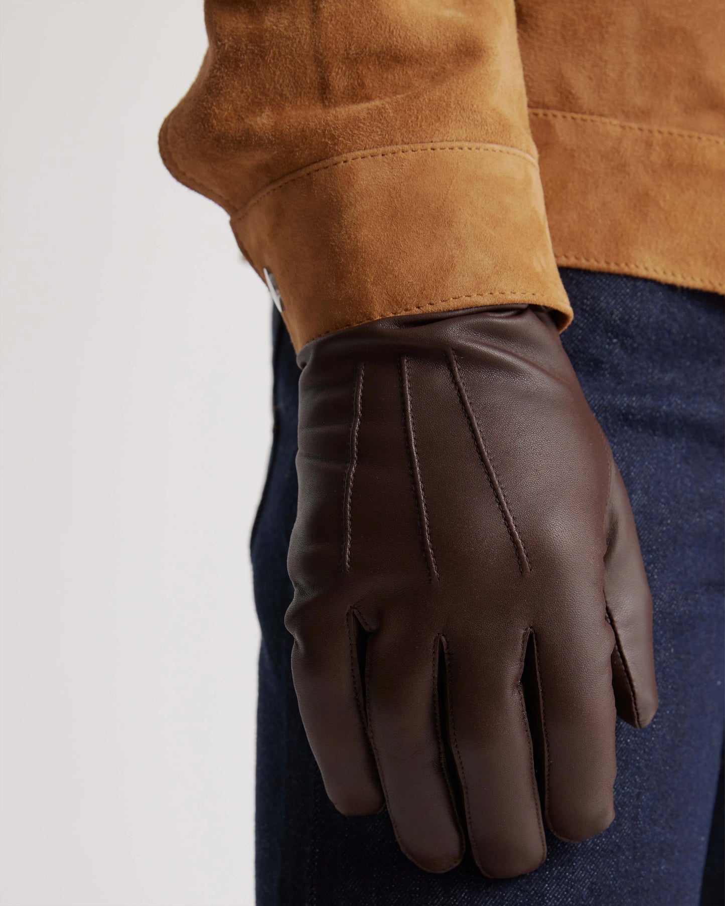 Cashmere Lined Leather Gloves - S / Black