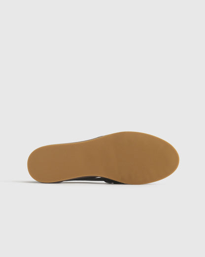 100% Leather Huarache Flat - 5 / Cashew