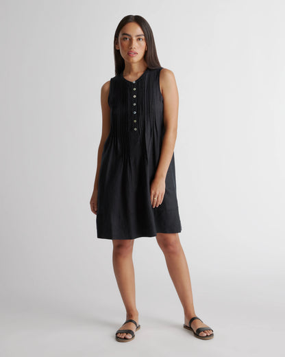 100% European Linen Sleeveless Swing Dress - XS / Classic Mini Gingham