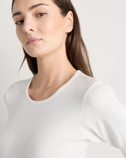 Organic Cotton Micro-Rib Long Sleeve Tee - XS / Moonstone Blue