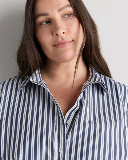 100% Organic Cotton Poplin Long Sleeve Shirt - 1X / Classic White
