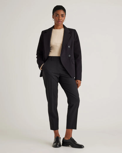 Ultra-Stretch Ponte Double-Breasted Blazer - XS / Charcoal