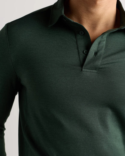 Flowknit Breeze Performance Long Sleeve Polo - XS / Heather Black
