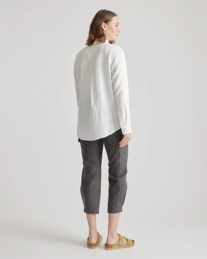 100% Organic Cotton Gauze Long Sleeve Shirt - XS / Khaki Gingham