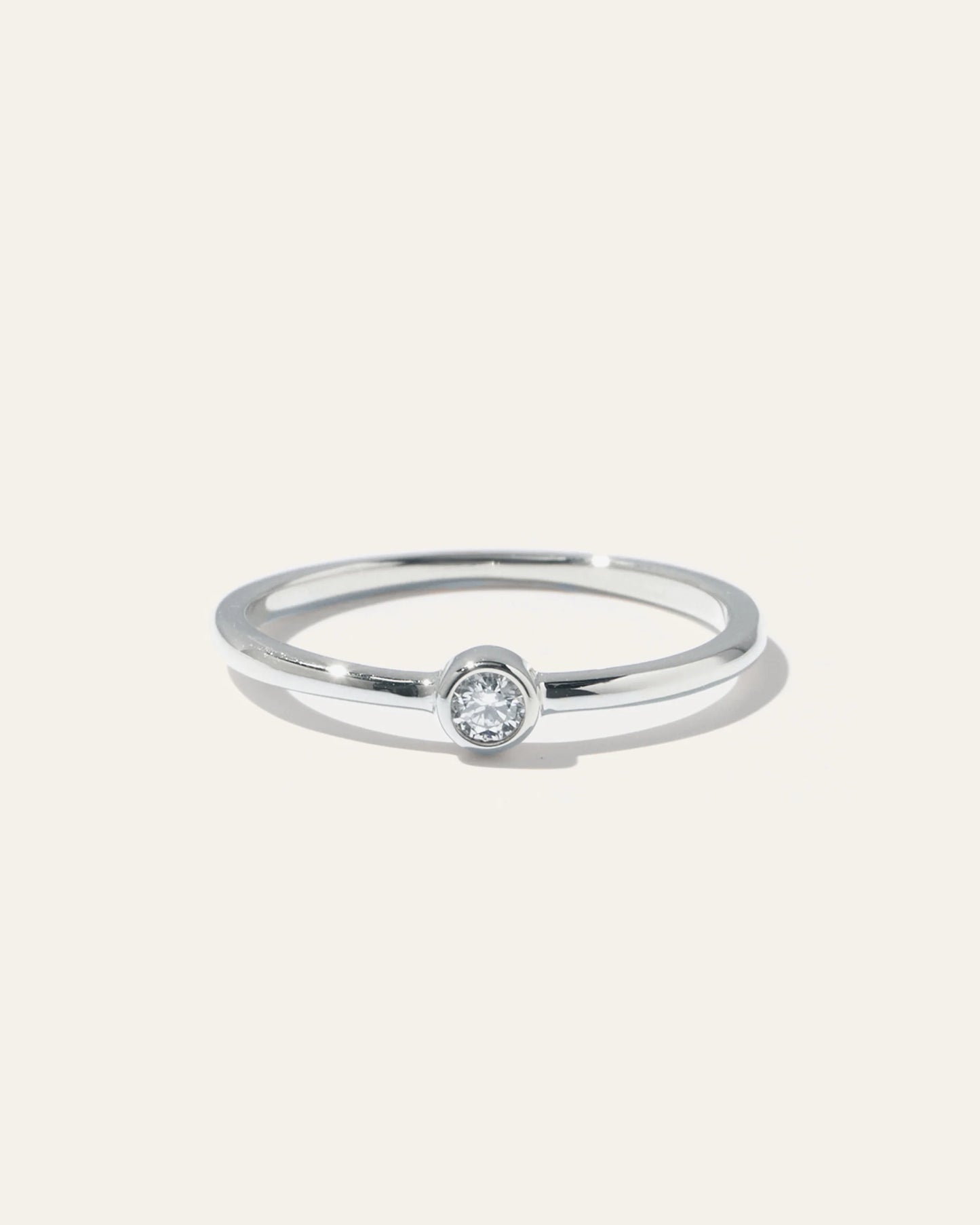 14K Gold Solo Diamond Bezel Ring - 4 / Yellow Gold