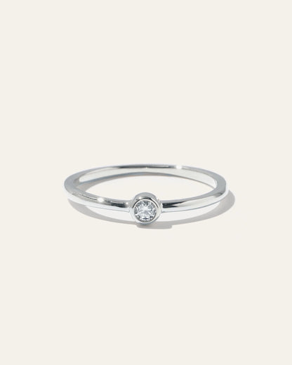 14K Gold Solo Diamond Bezel Ring - 4 / Yellow Gold