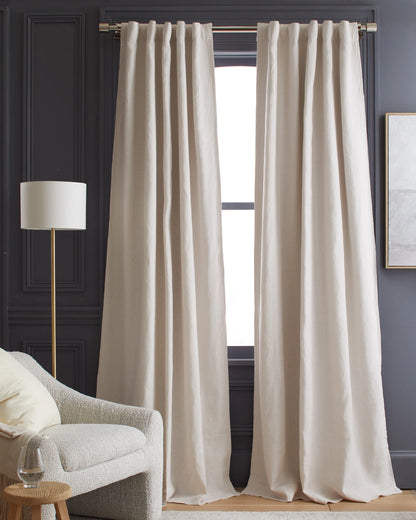 Heavyweight European Linen Room Darkening Curtain - 48x84 / White