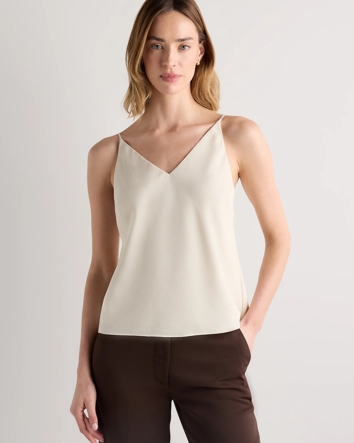 Matte V-Neck Cami - XS / Porcelain Ivory