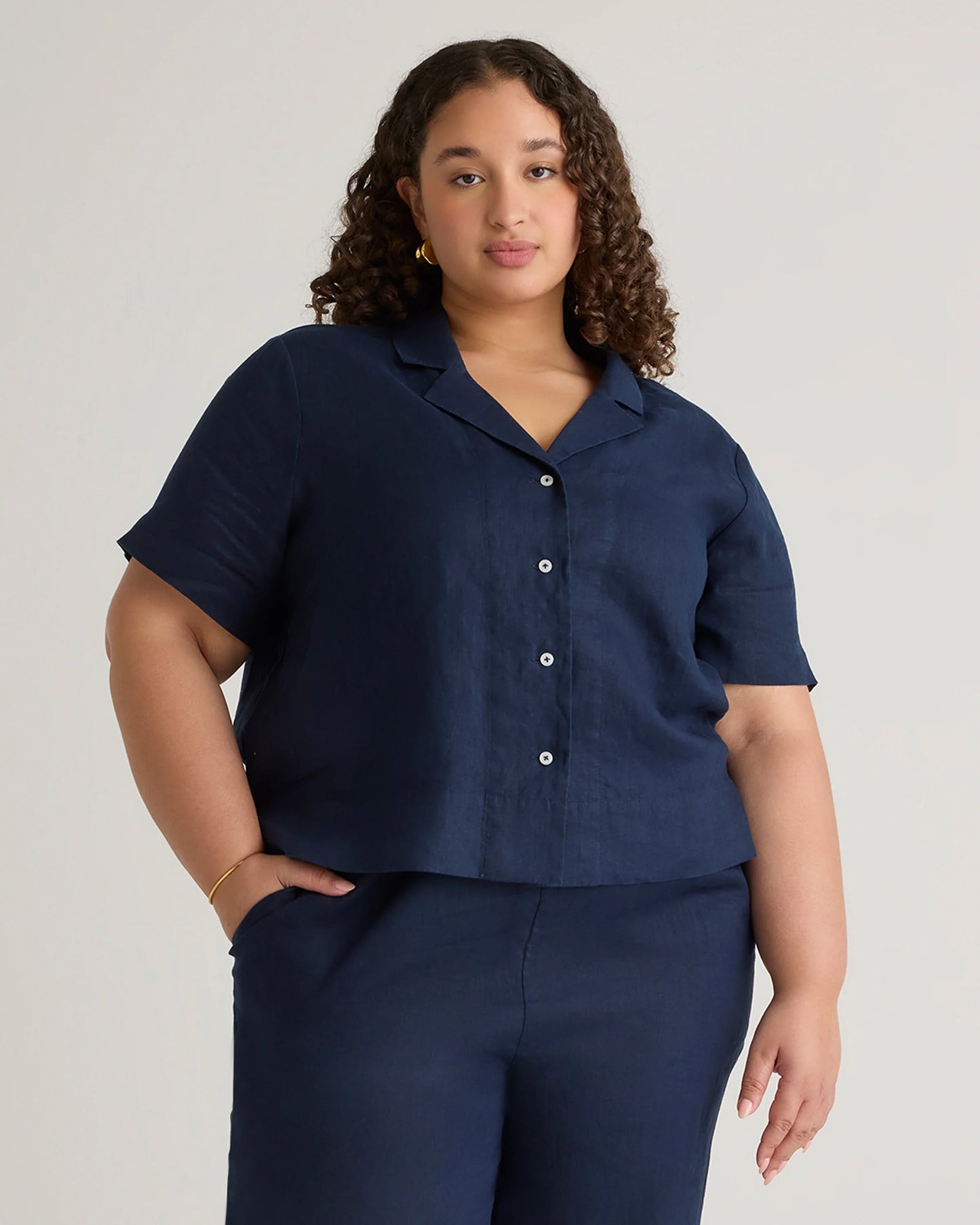 100% European Linen Short Sleeve Shirt - 1X / Flax