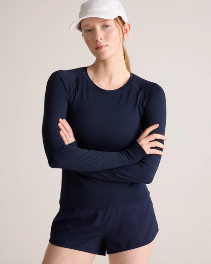 Seamless Waist-Length Long Sleeve Top - XS / Deep Navy