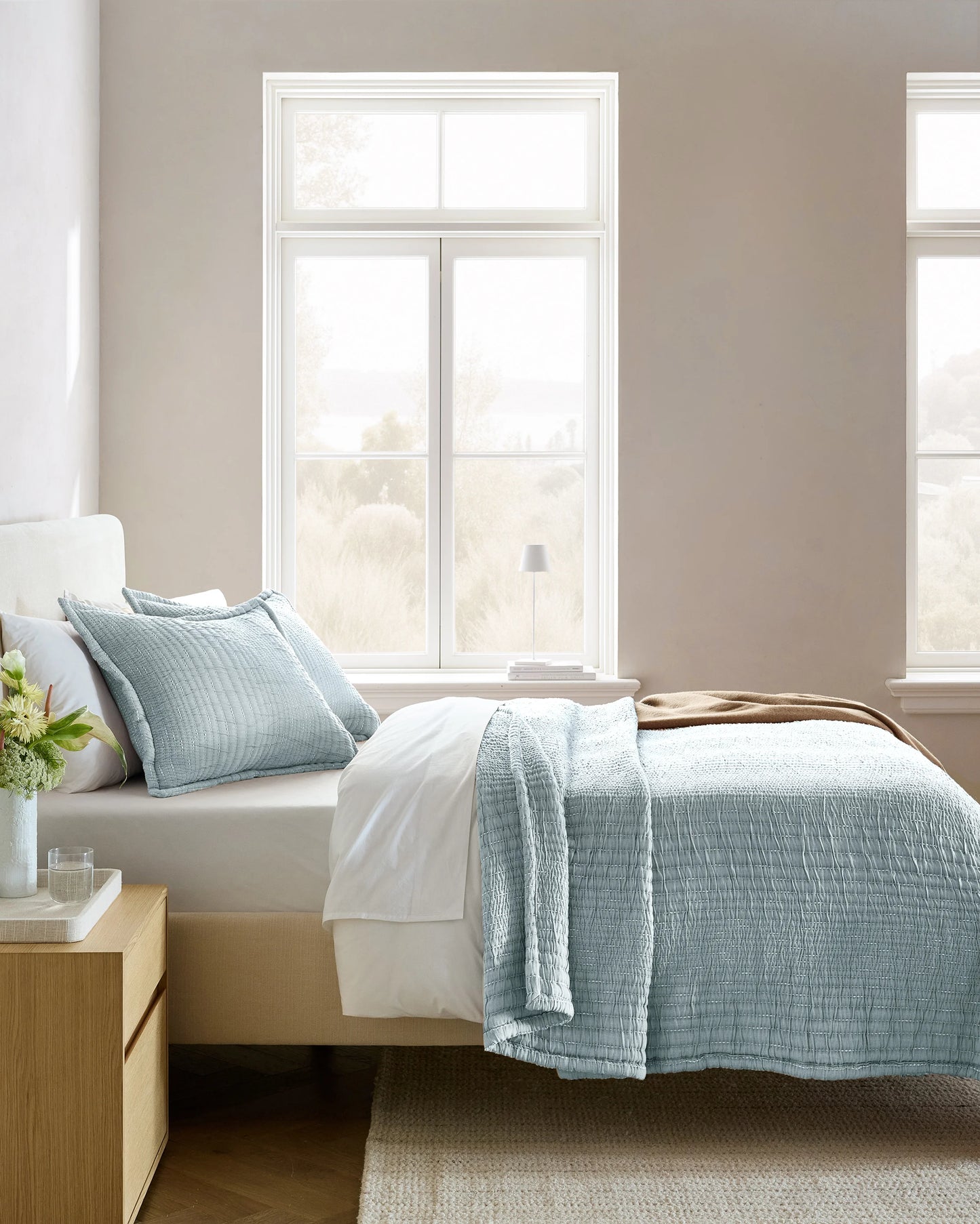 Organic Cotton Channel Stitch Coverlet - Twin / Coral Pink