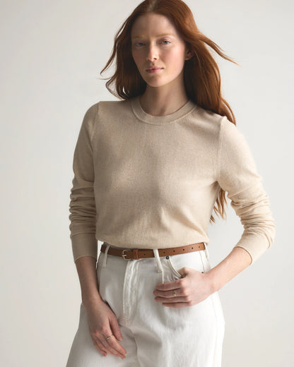 Lightweight Cotton Cashmere Crew Sweater - XS / Mountain Spring Blue