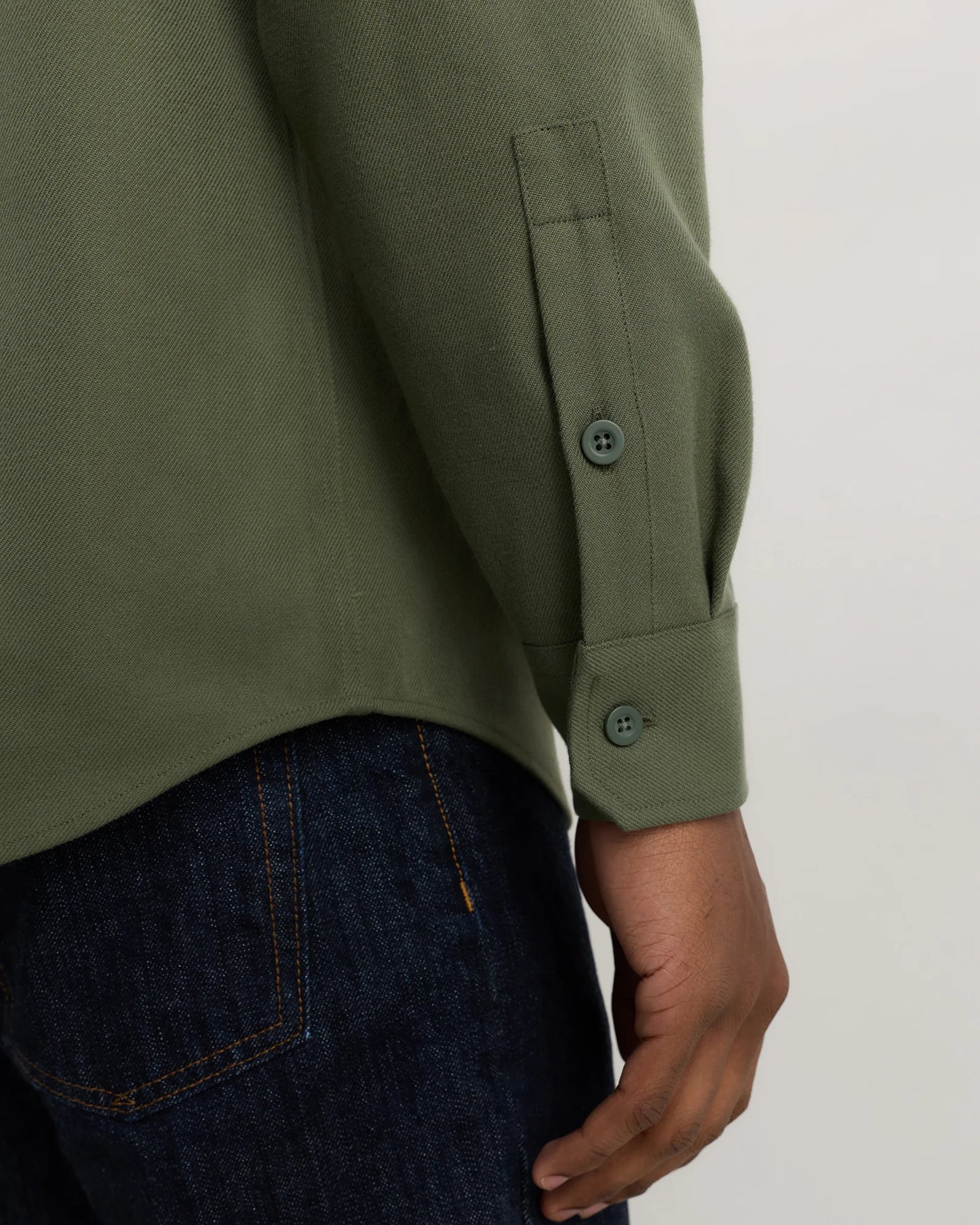 Brushed Cotton Wool Utility Overshirt - S / True Black
