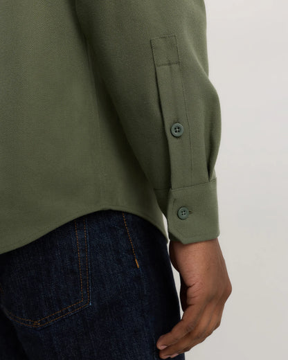 Brushed Cotton Wool Utility Overshirt - S / True Black