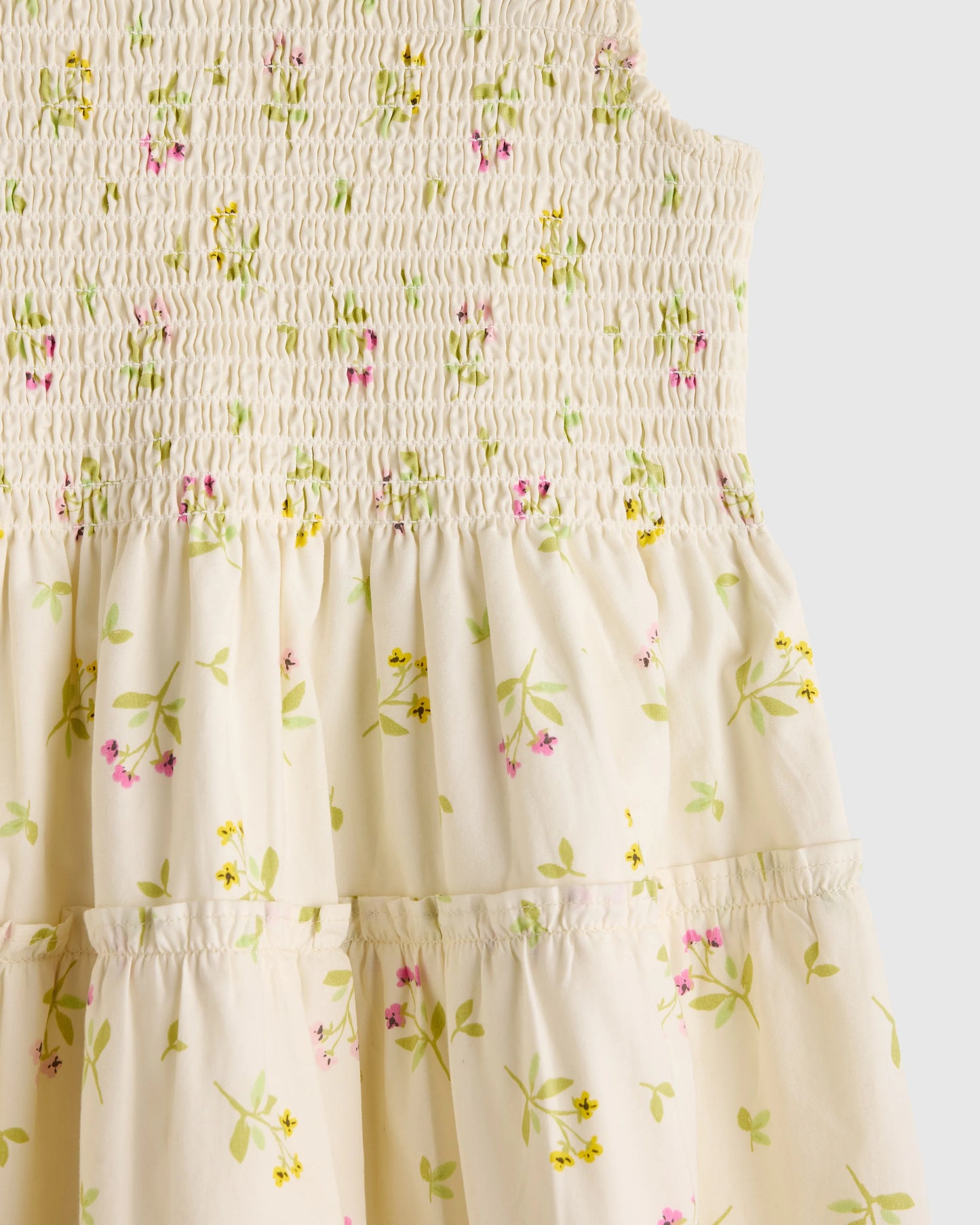 100% Organic Cotton Poplin Smocked Dress - 2T / Floral Sprigs