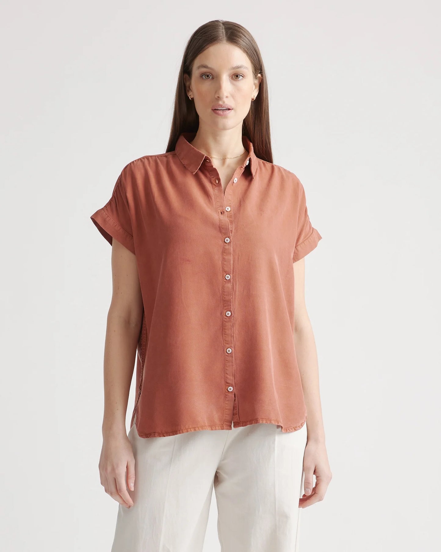 Vintage Wash Tencel Camp Shirt - XS / Taupe Brown