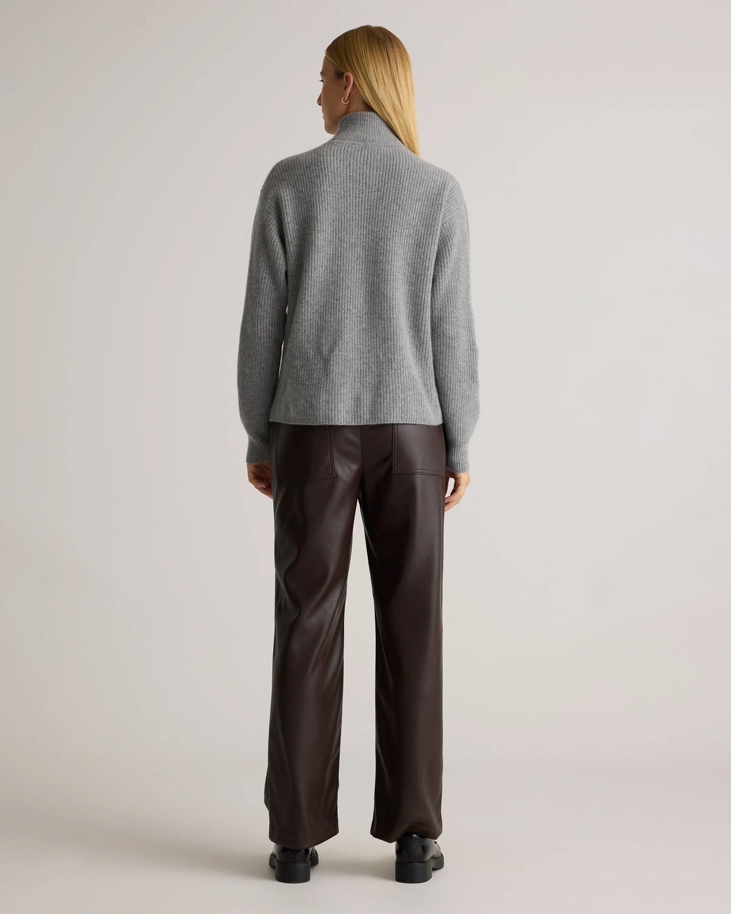 Mongolian Cashmere Fisherman Quarter Zip Sweater - XS / Ivory