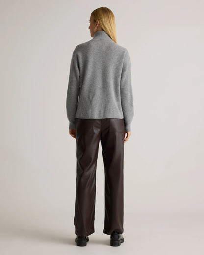 Mongolian Cashmere Fisherman Quarter Zip Sweater - XS / Ivory
