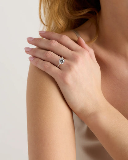 Lab Grown Diamond Round Petite Pave Engagement Ring - 2.5ct - 4 / Yellow Gold