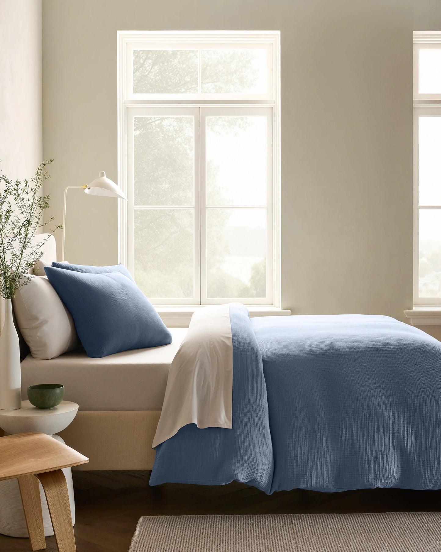 Organic Cotton Gauze Duvet Cover Set - Twin / Dried Sage