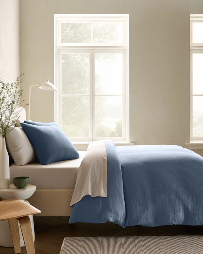 Organic Cotton Gauze Duvet Cover Set - Twin / Dried Sage