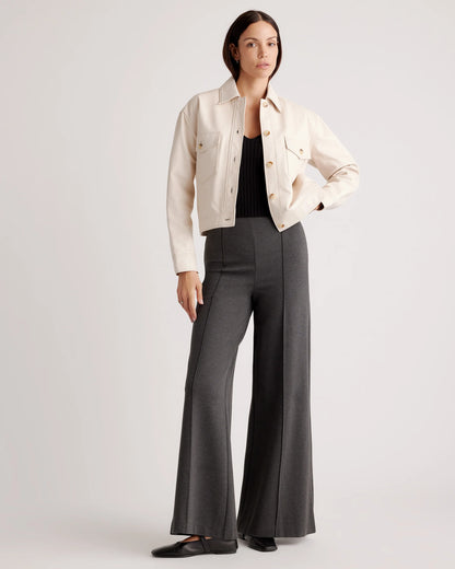 Ultra-Stretch Ponte Super Wide Leg Pants - XS / Black