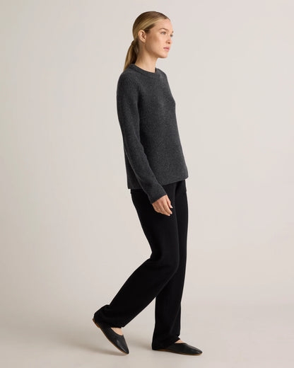 Mongolian Cashmere Fisherman Crewneck Sweater - XS / Teak