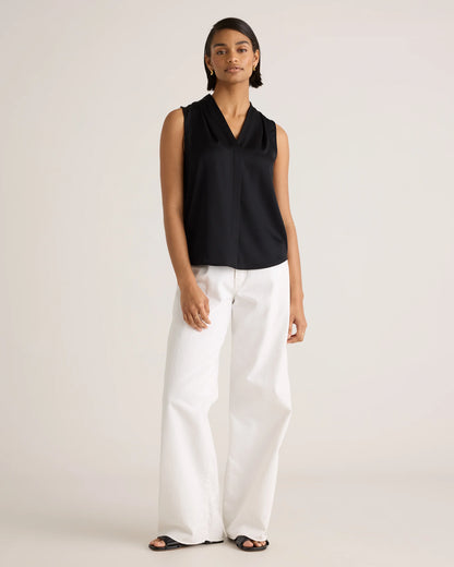Washable Stretch Silk Sleeveless Blouse - XS / Black