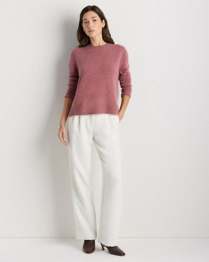 Mongolian Cashmere Boxy Crewneck Sweater - XS / Faded Denim/Brown/Ivory Variegated Stripe