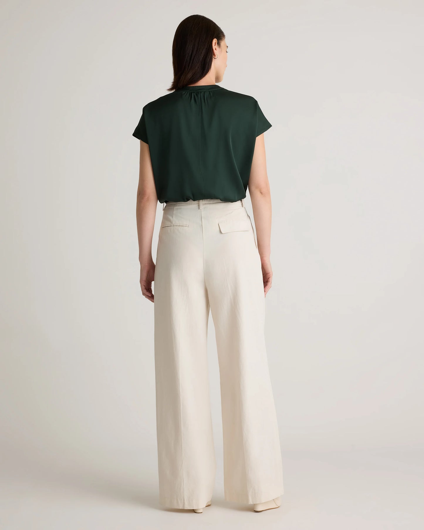 Washable Stretch Silk Dolman Sleeve Blouse - XS / Forest Green