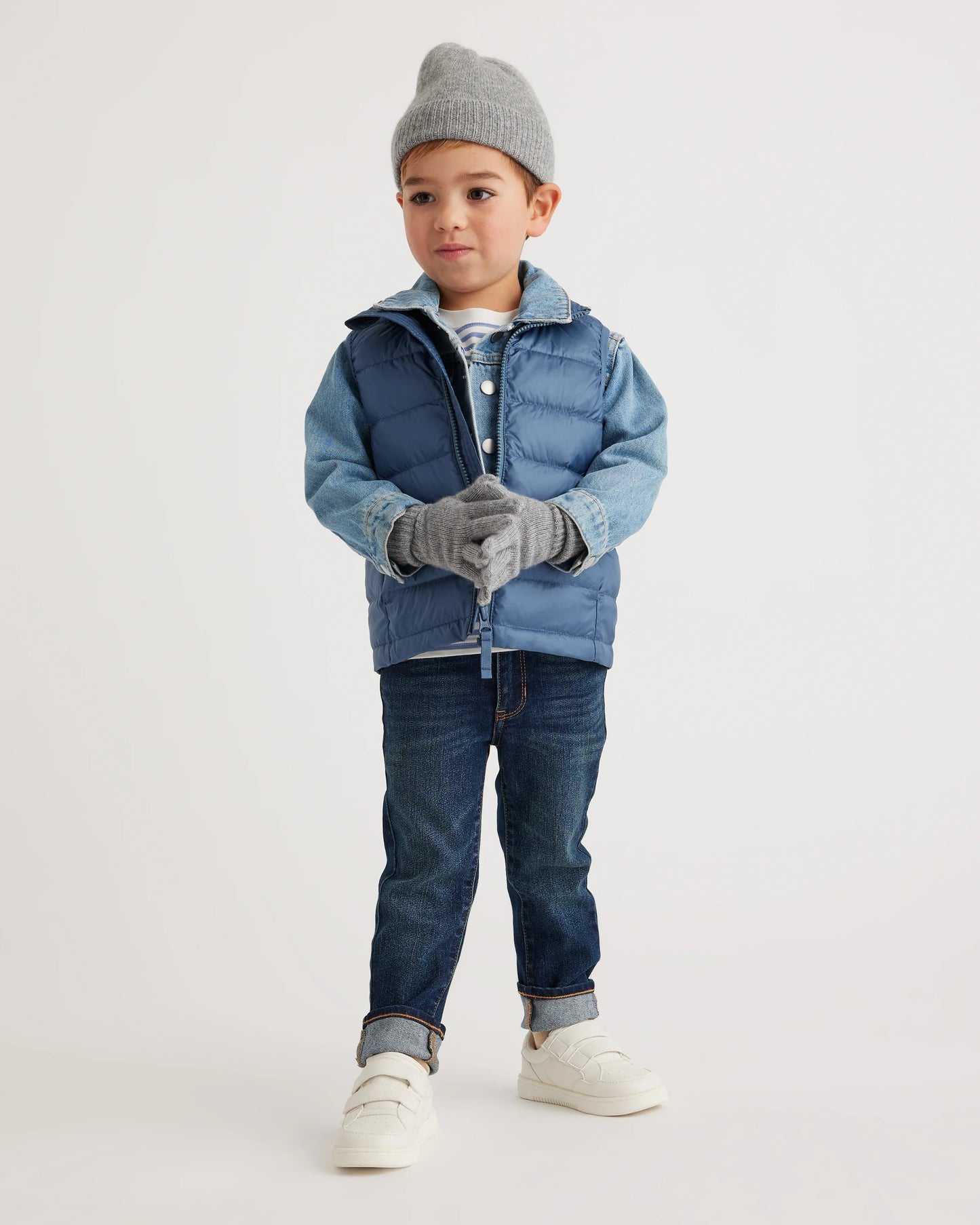 Washable Cashmere Gloves - 2T-3T / Heather Grey