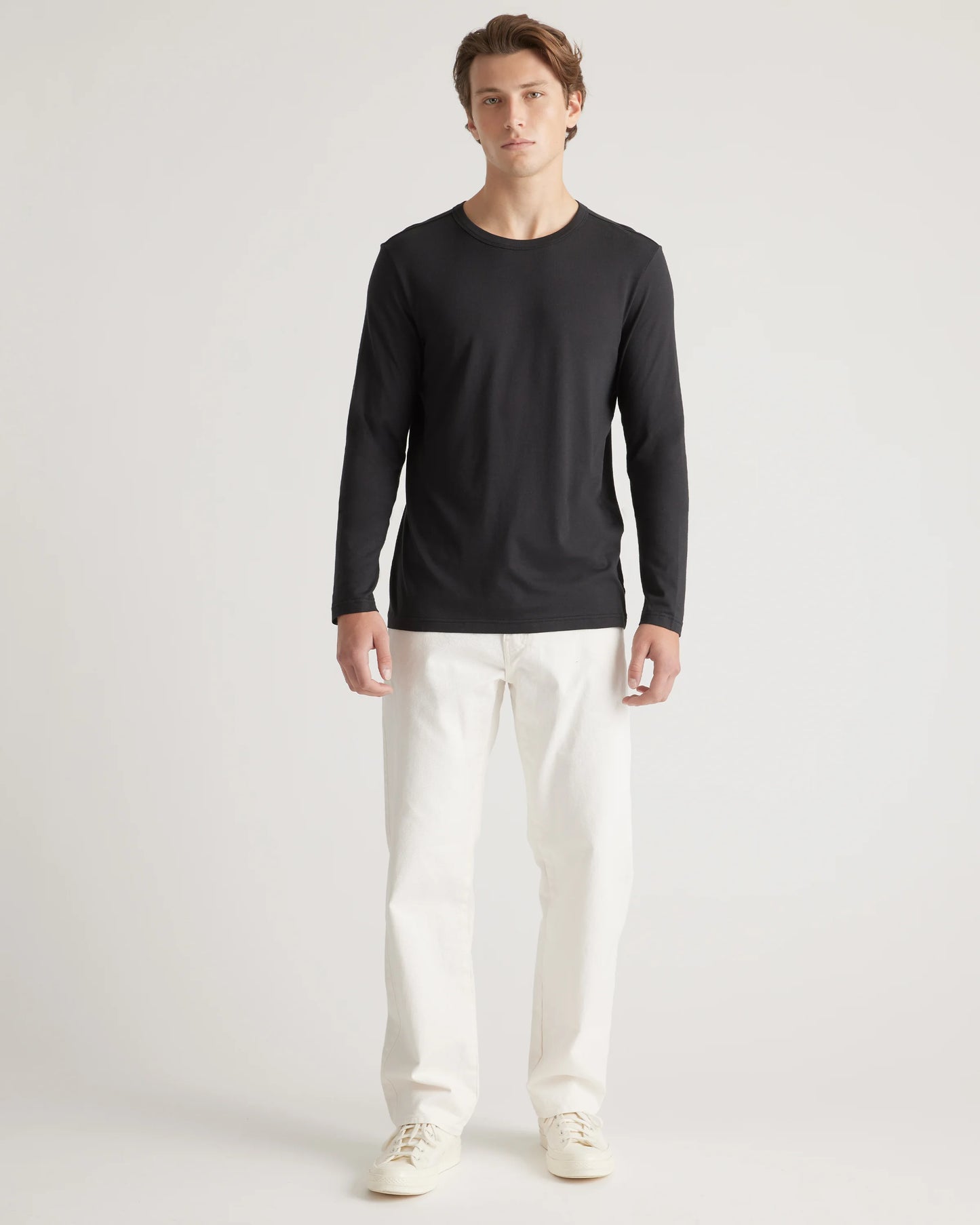 Cotton Modal Long Sleeve Tee - S / Heather Grey
