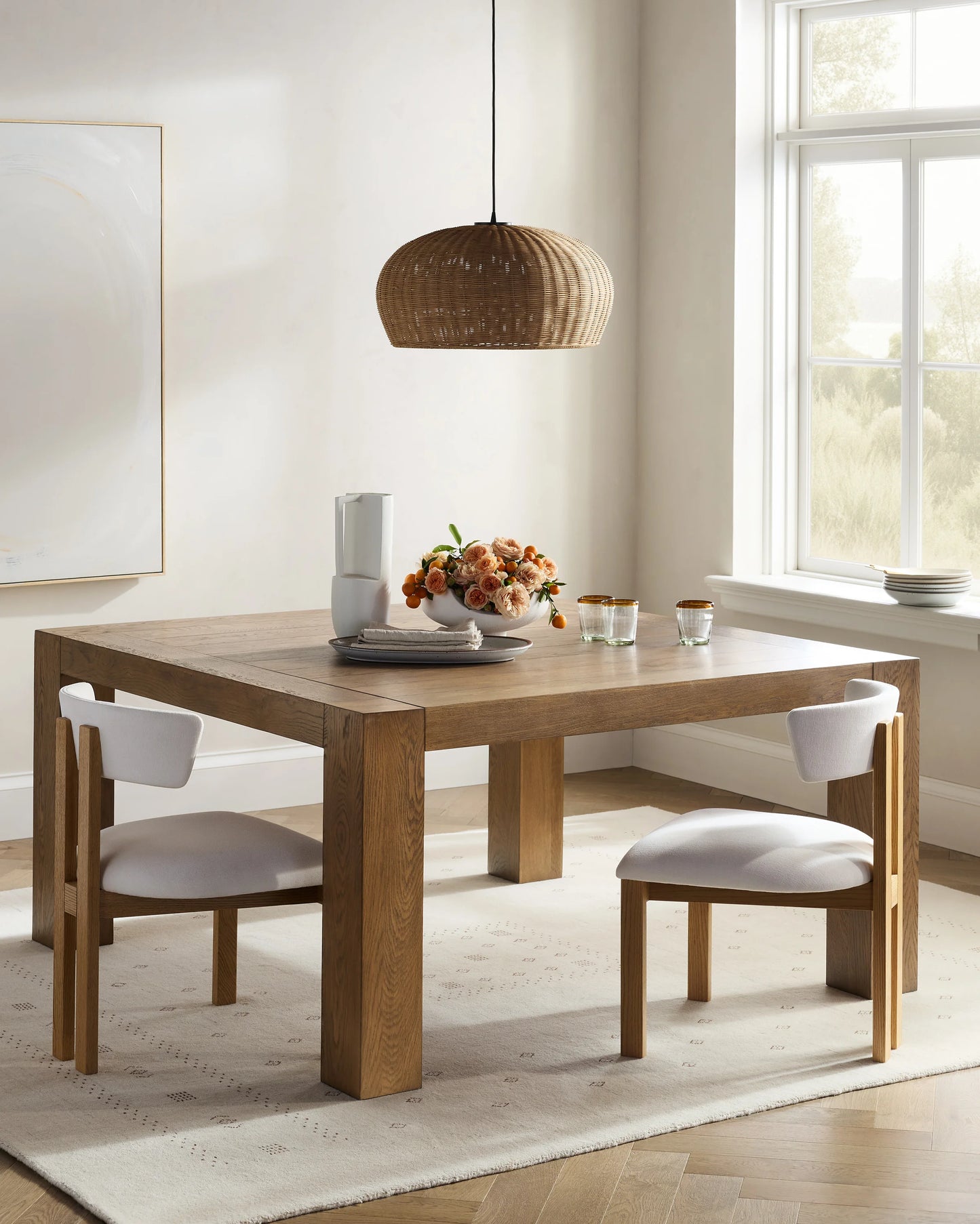 Reclaimed Oak Parsons Square Dining Table - One Size / Cafe Brown