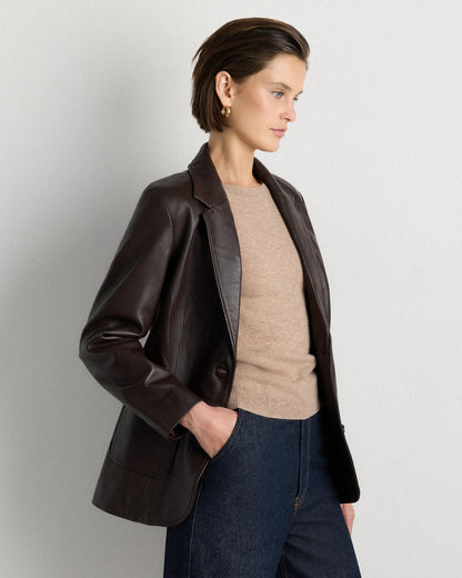 100% Leather Blazer - XS / Rich Brown