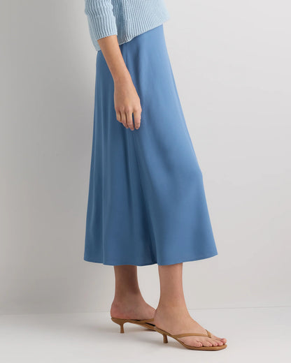 Lightweight Crepe Slip Skirt - XS / Moonstone Blue