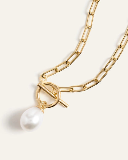 Freshwater Cultured Pearl Toggle Necklace - One Size / Gold Vermeil