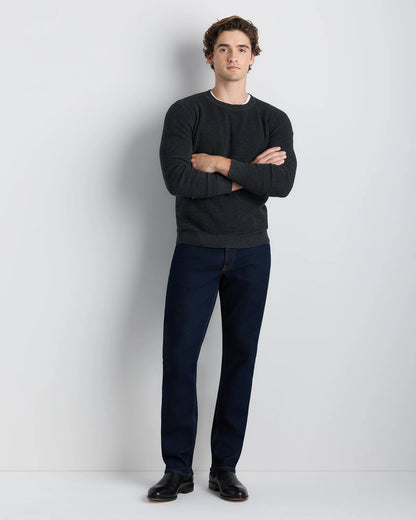 Organic Cotton Cashmere Waffle Crewneck Sweater - S / Bayberry Olive