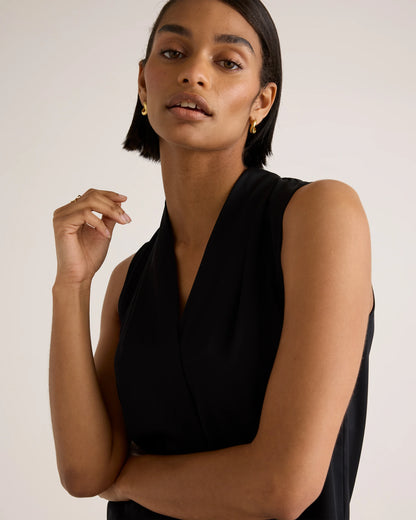 Washable Stretch Silk Sleeveless Blouse - XS / Black
