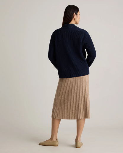 100% Organic Cotton Fisherman Boatneck Sweater - XS / Navy