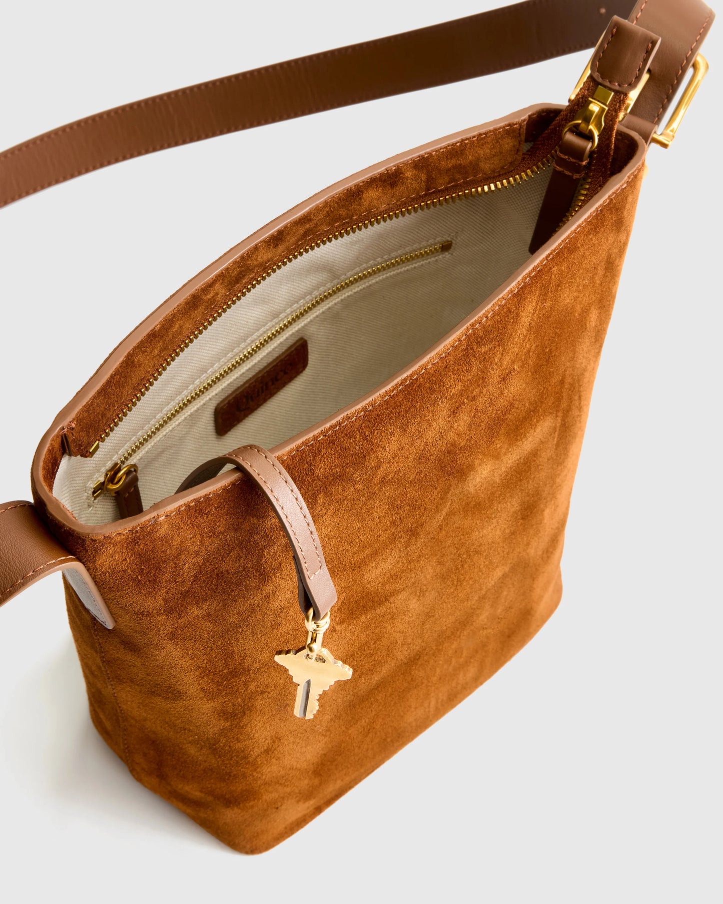 Italian Suede Bucket Crossbody - One Size / Sand