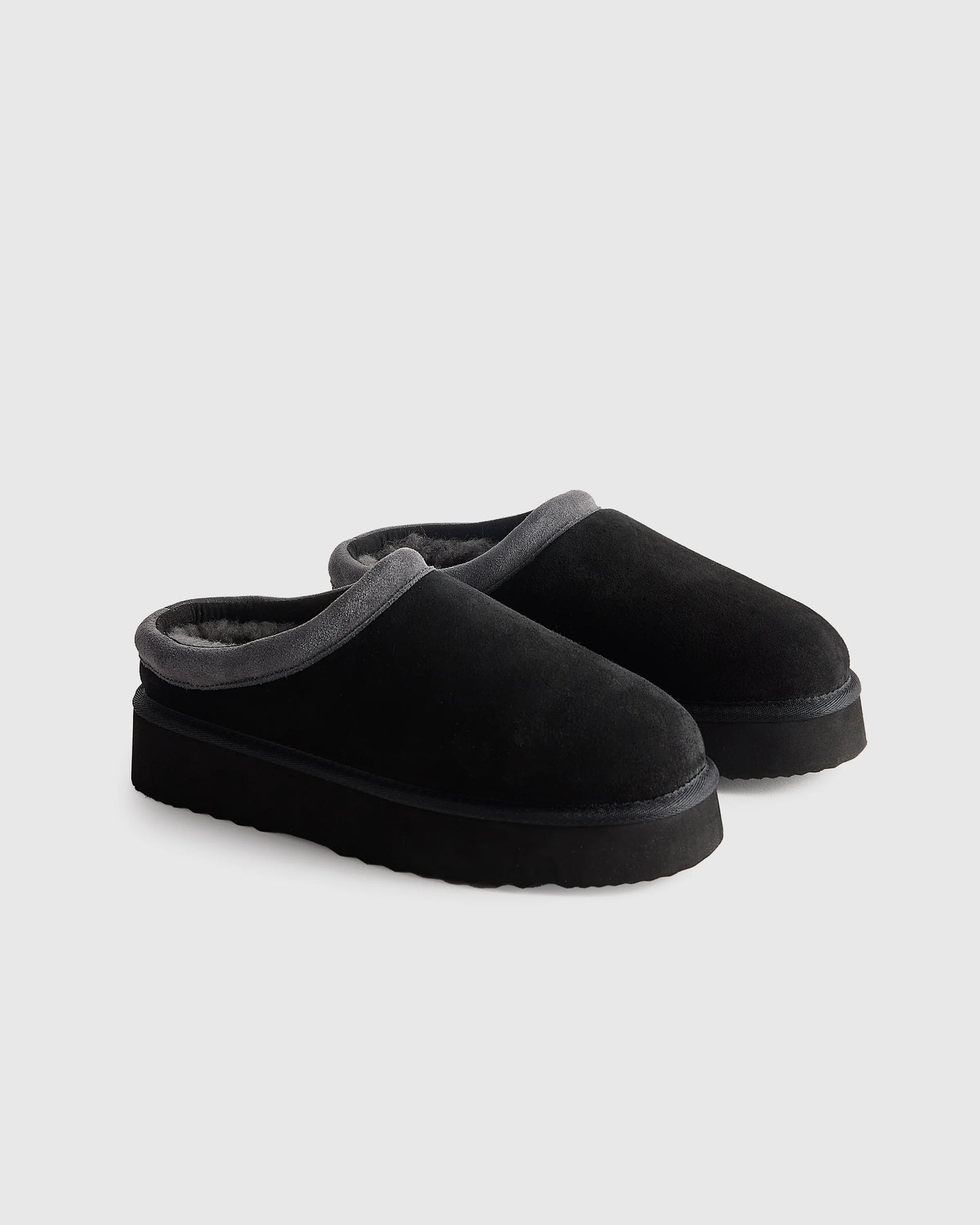 Australian Shearling Platform Clog Slipper - 5 / Pecan