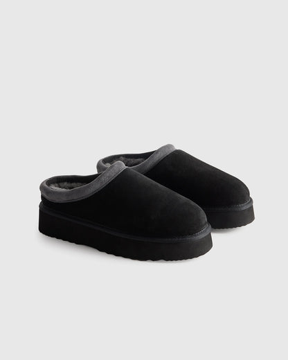 Australian Shearling Platform Clog Slipper - 5 / Pecan