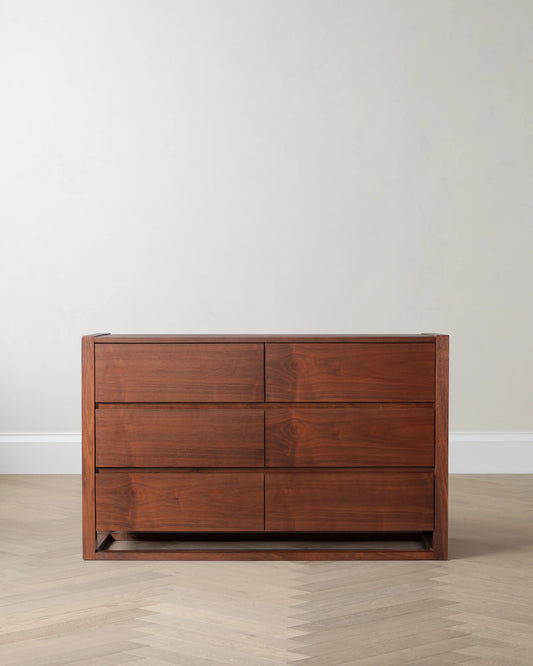 Solid Wood Frame 6-Drawer Dresser - One Size / Walnut Brown