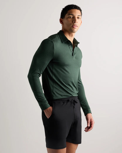 Flowknit Breeze Performance Long Sleeve Polo - XS / Heather Black