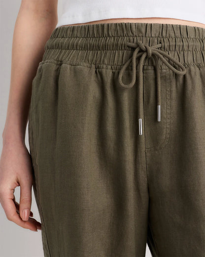 100% European Linen Wide Leg Pants - XS / Bayberry Olive